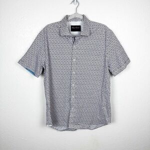 Robert Graham Landen Tailored Fit Shirt Blue Pink Rose Print Cotton Size 2XL